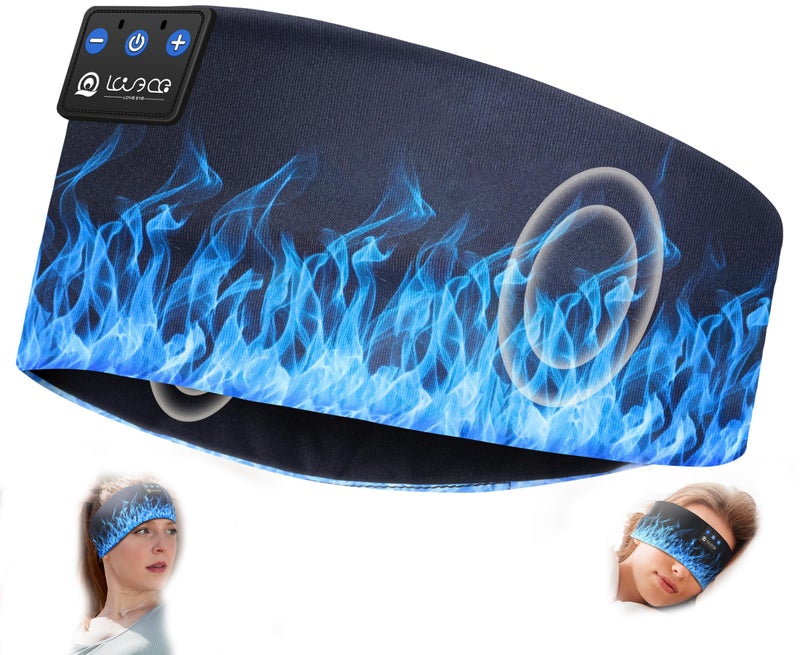 Sleep Headphones, Headband Headphones for Sleeping and Sport with Thin Bluetooth Speakers, Wireless Music Earphones Tech Gifts for Men Women Teens Yoga Workout Fitness Relax Travel Straight Flame